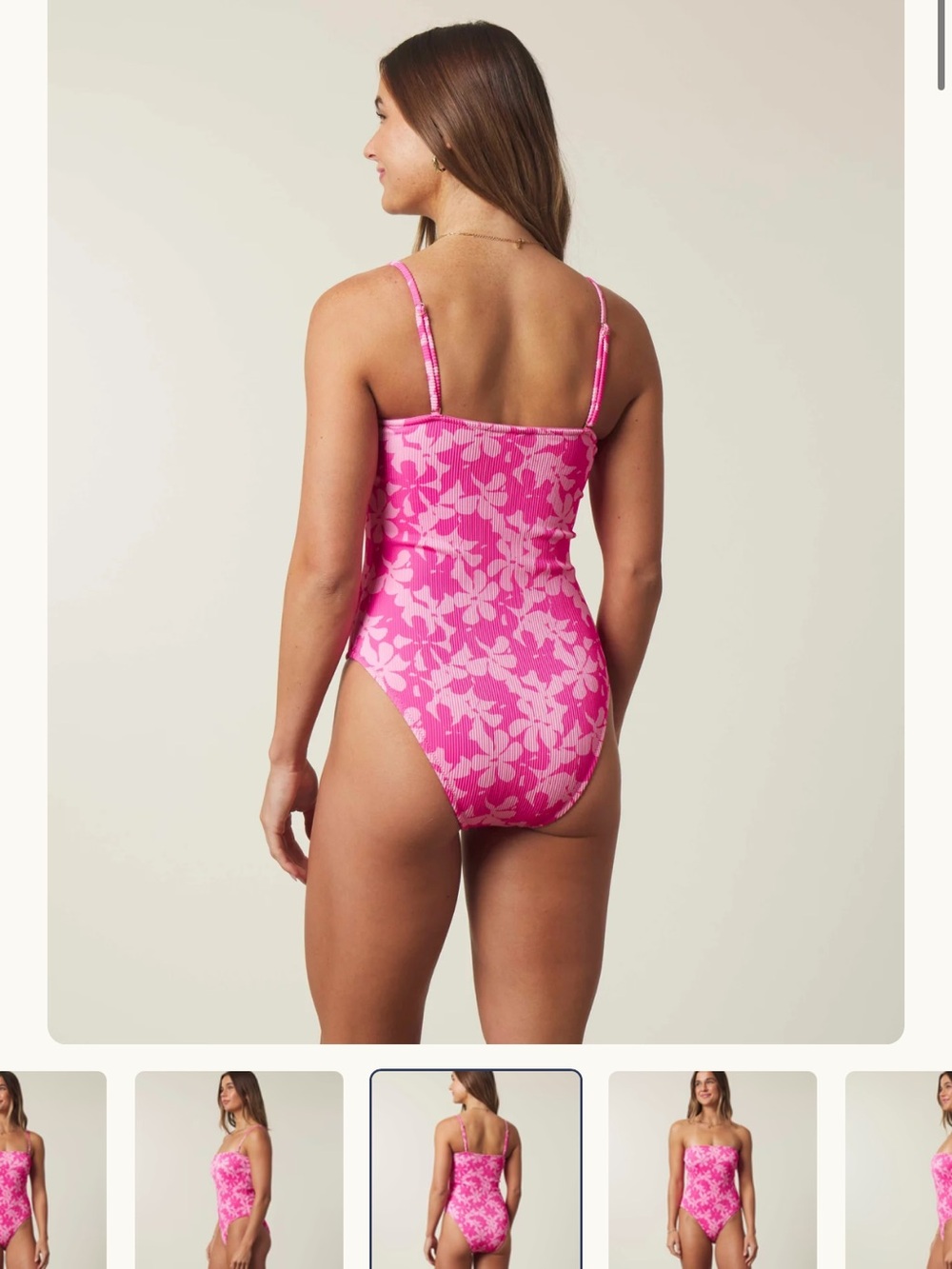 Honey swim Fresca Ribbed | Classic One Piece pink floral- removable straps - Picture 3 of 4